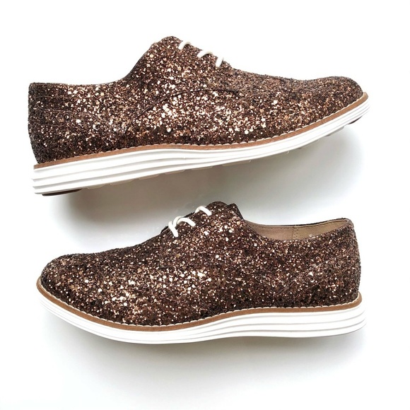 Cole Haan Grande OS Gold Metallic Sparkle Loafer Oxford Sneaker - Picture 1 of 10